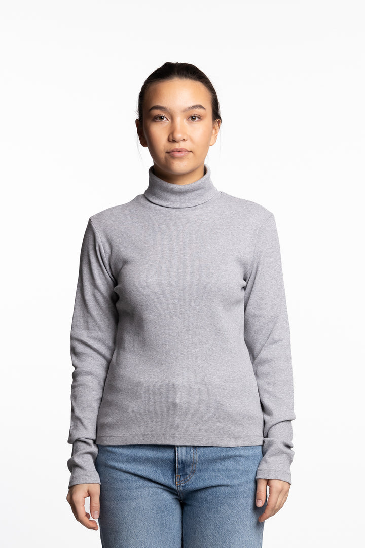 Petra Rib Turtleneck- Light Grey Melange