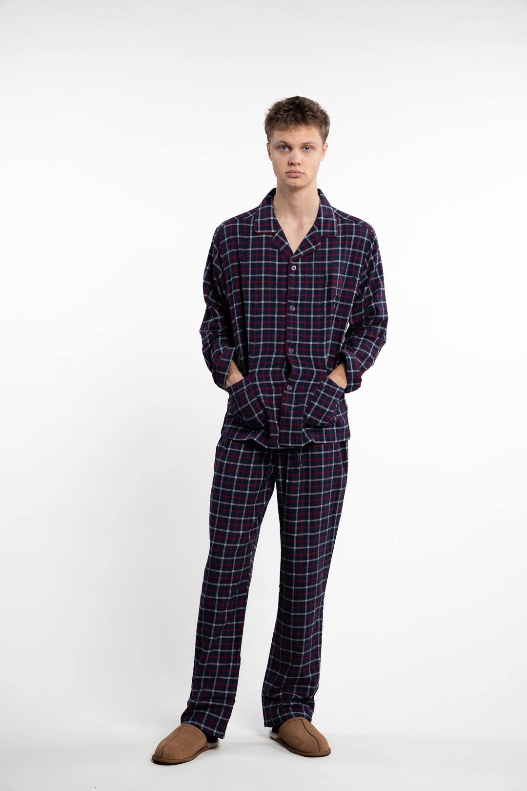 Hombre Checkered Flannel Pyjama Blue, White and Red