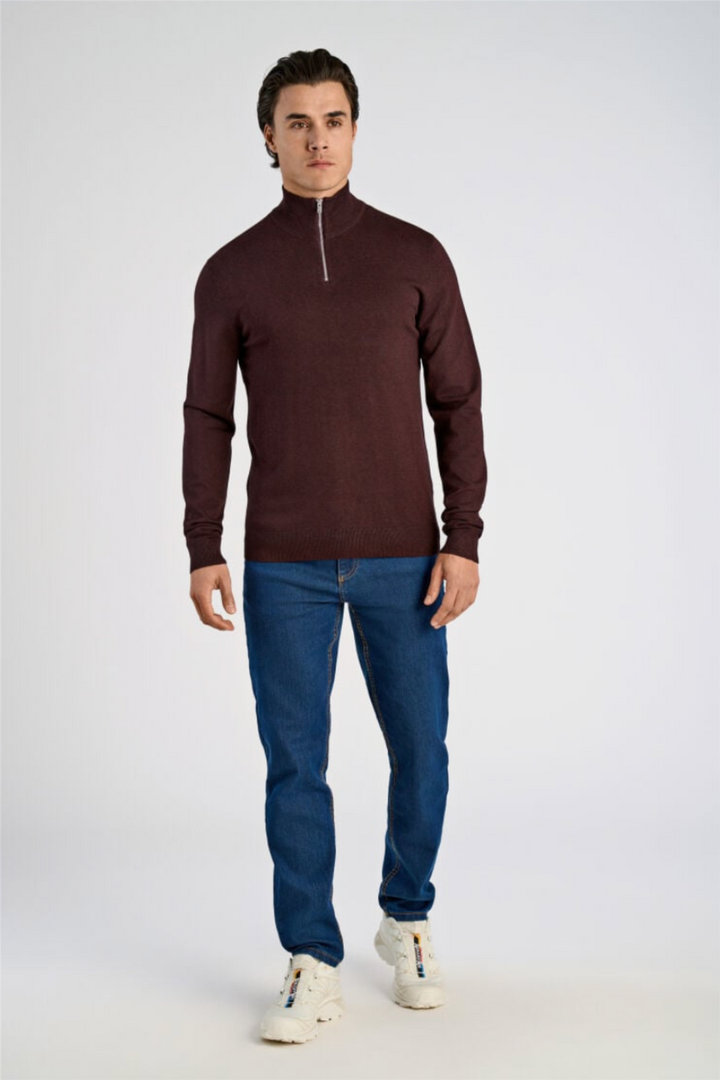 Ecovero Half-Zip Knit Black Cherry Mel