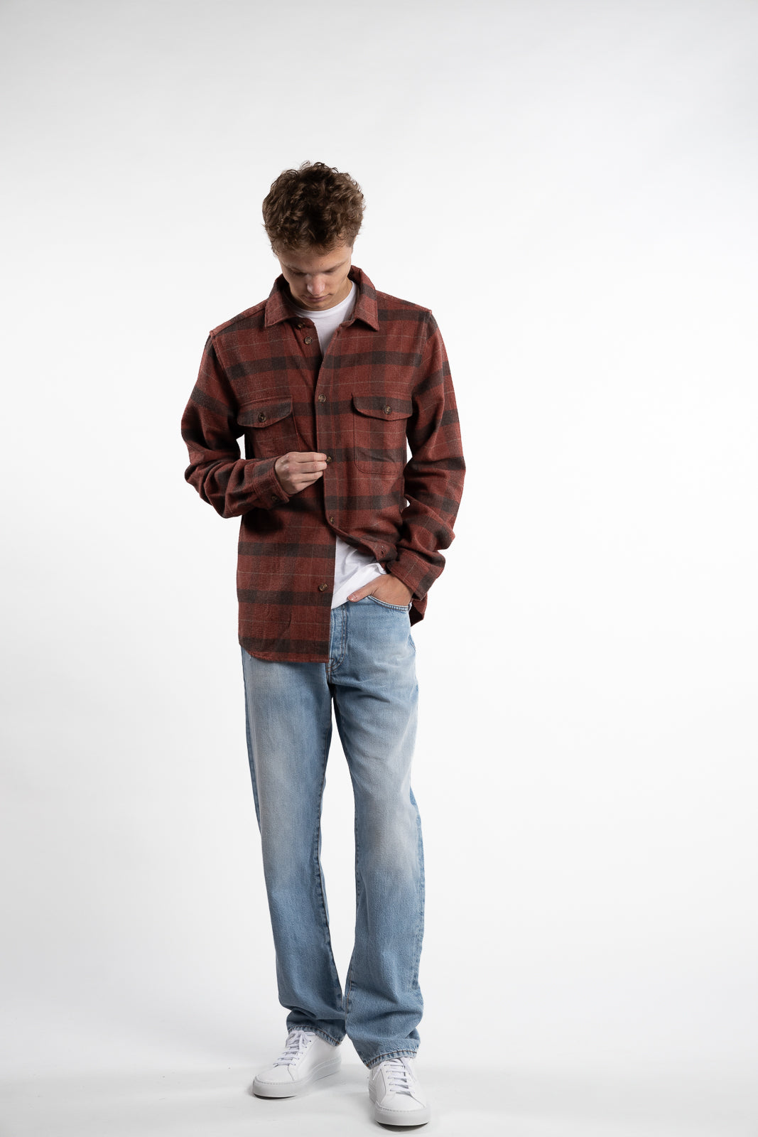 Lennon Flannel Check Coffee Brown/Fired Brick