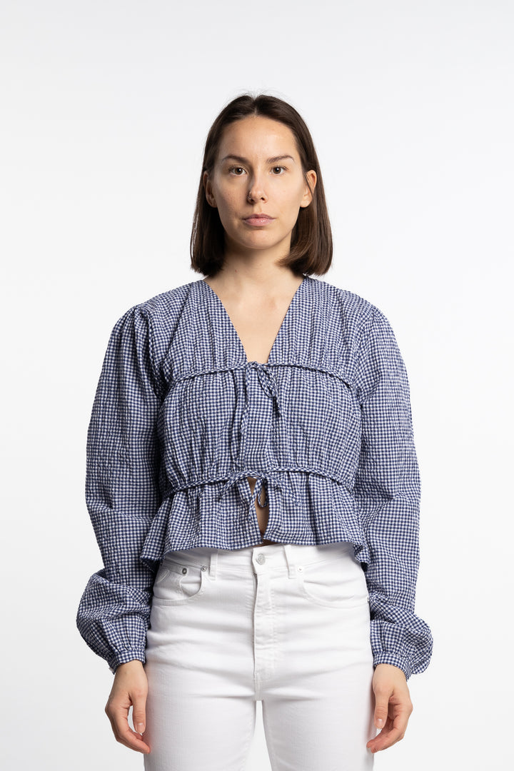 Indiana string blouse- Navy/ White