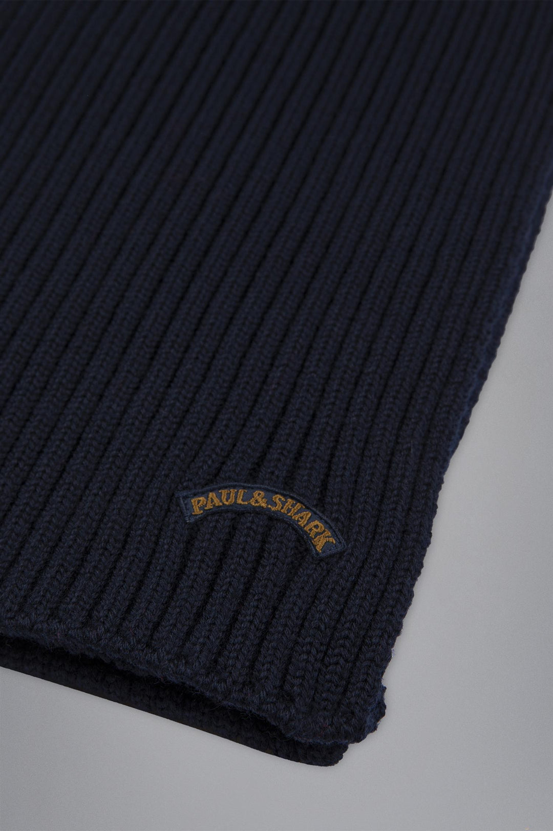 Logo Patch Wool Scarf Navy