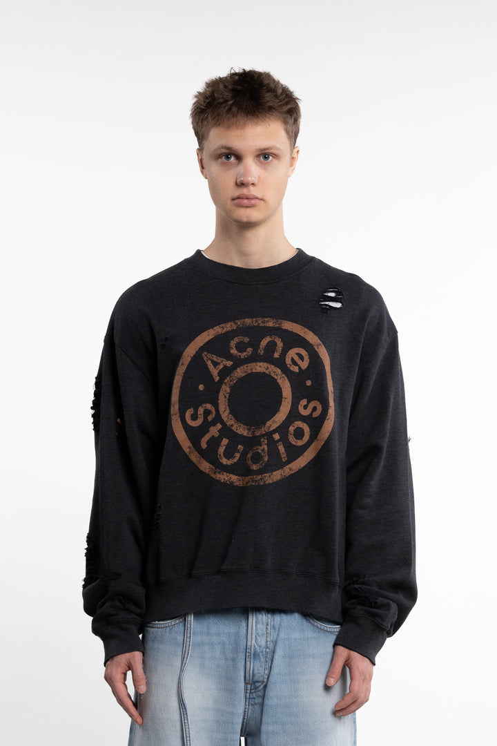 Sweater Printed Logo Black Melange