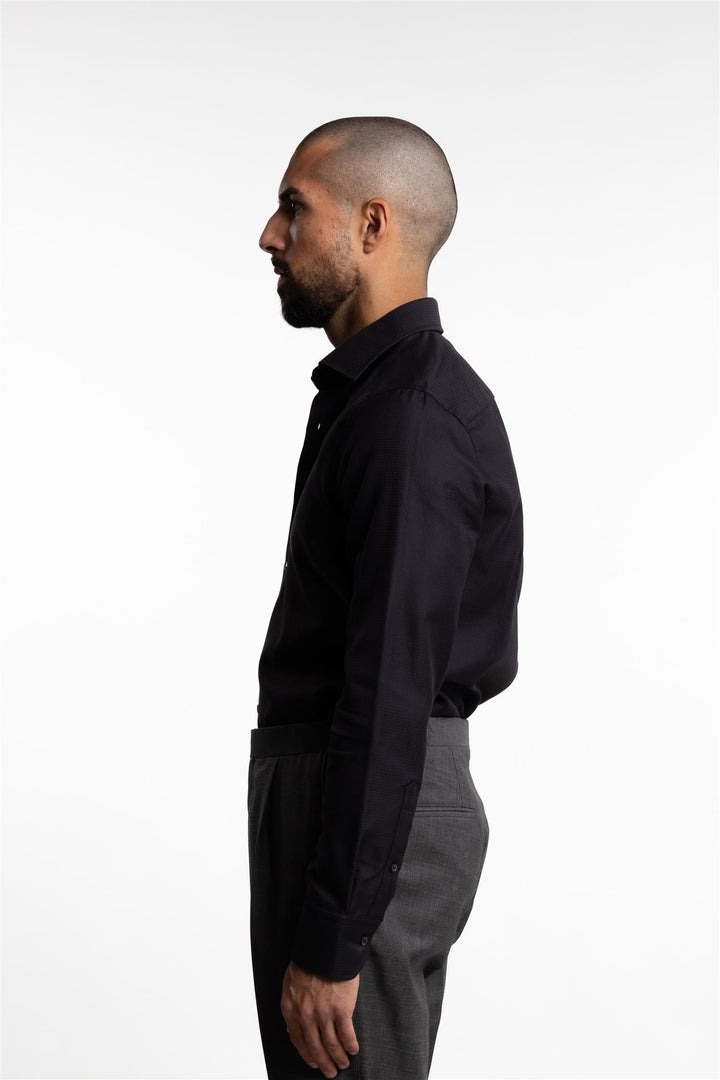 Slimline Texturized Twill Shirt Black