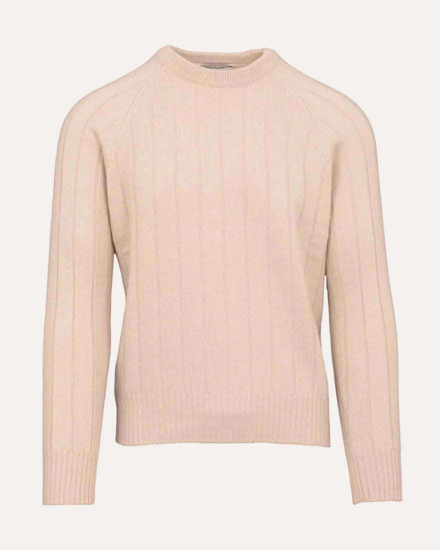Ribbed Virgin Wool/Cashmere Sweater Cream