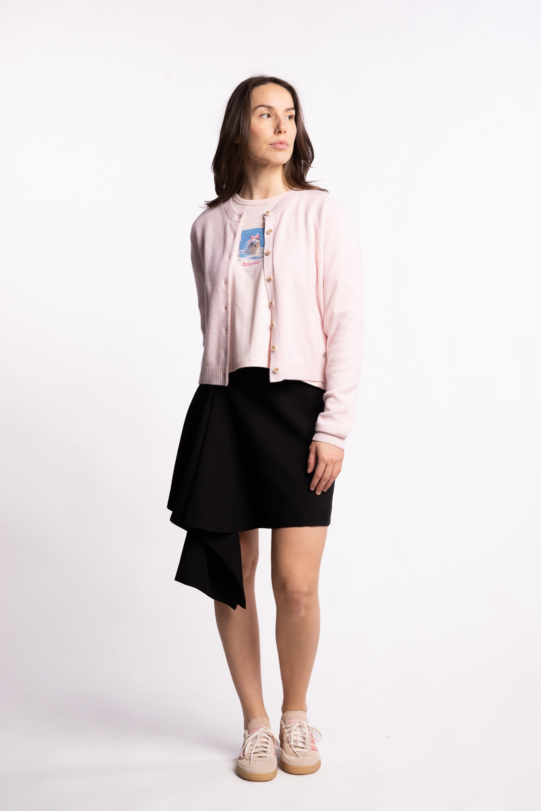 Slim Cashmere Cardigan- Lt. Pink