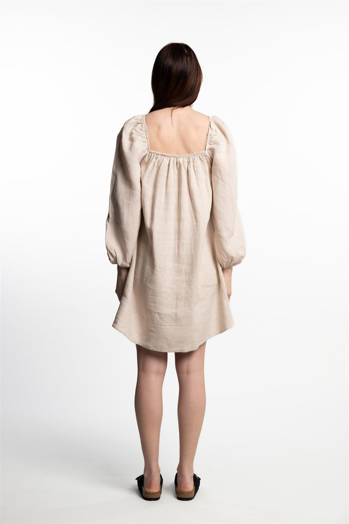 Alma Linen Dress- Beige