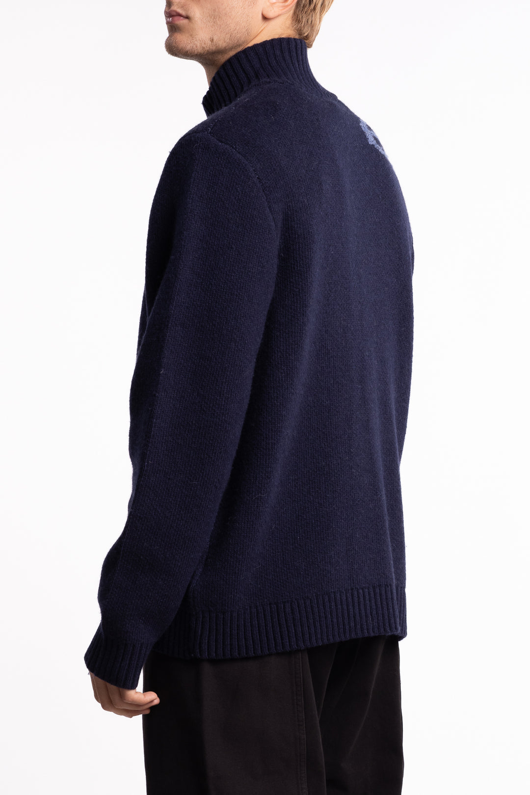 Haza Logo Zip Cardigan Blue Mix