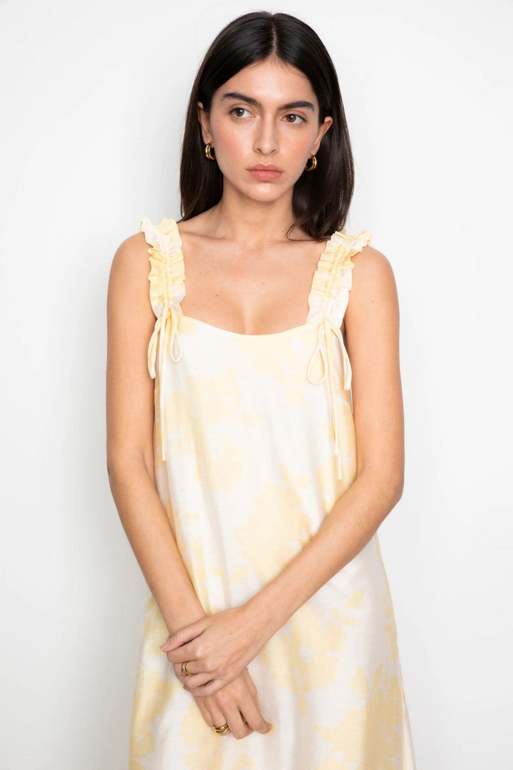 Zaha Dress  Yellow Floral Print