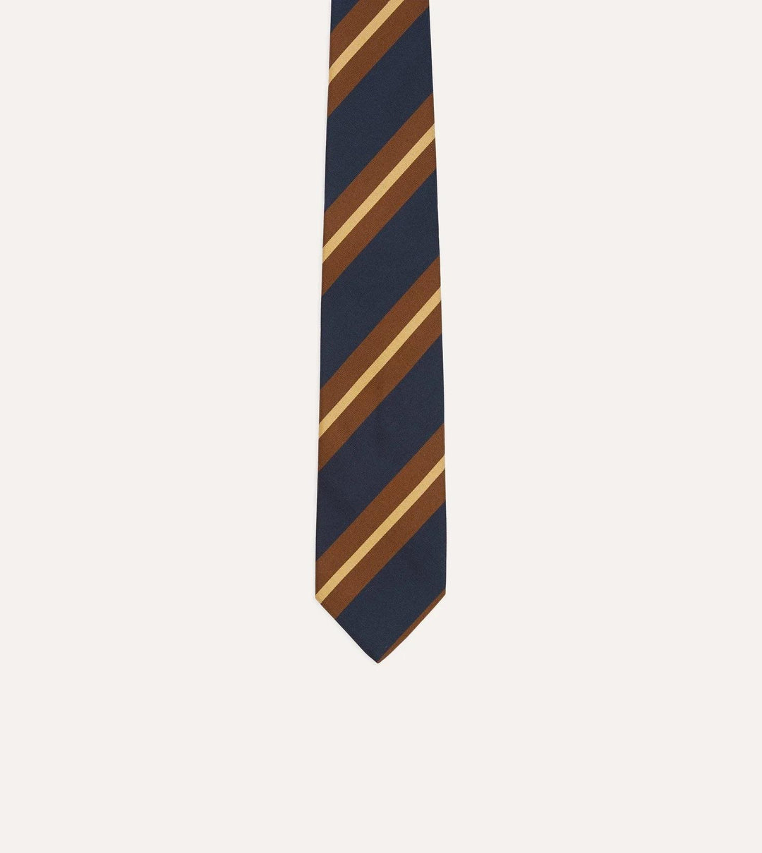 Mogador Silk-Cotton Tie Navy & Brown Stripe