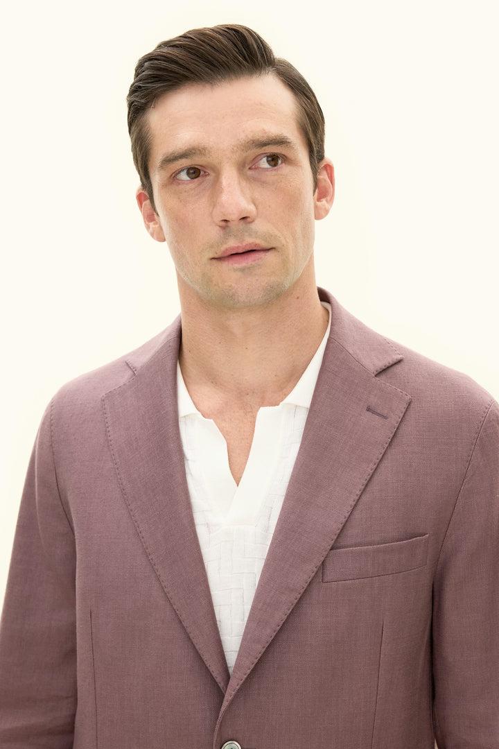 Ferry Patch Soft Linen Blazer Purple