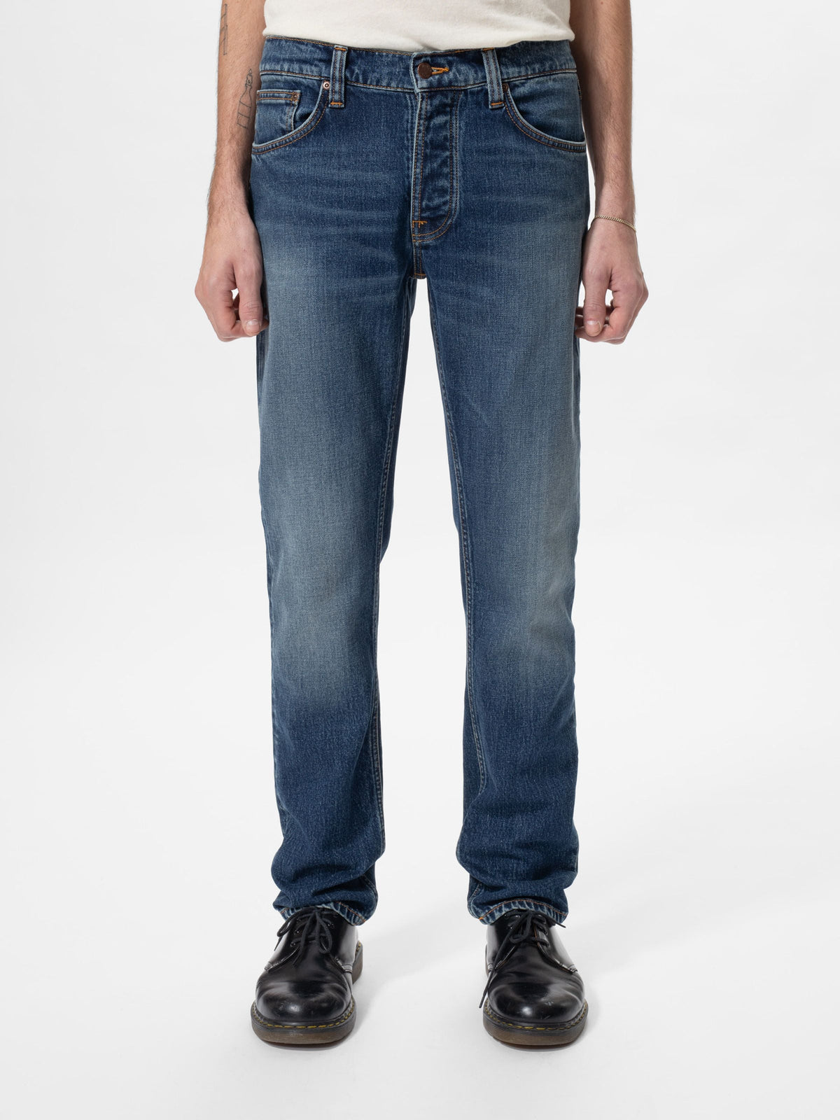 Solid Ollie Slim Fit Jeans Wild Blue - modellbilde forfra