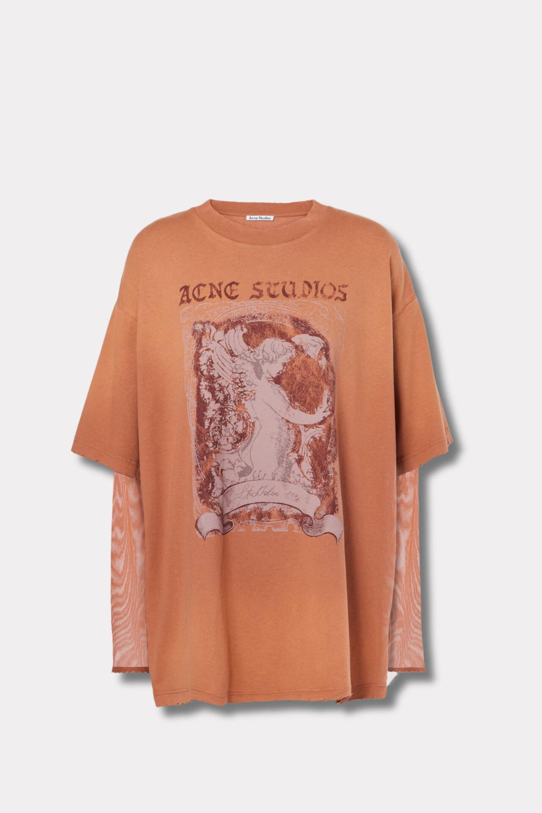 Layered Print T-shirt- Rust red