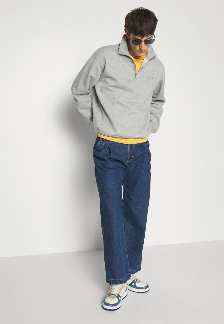 Crew Half-Zip Grey Melange-Genser-Bogartstore