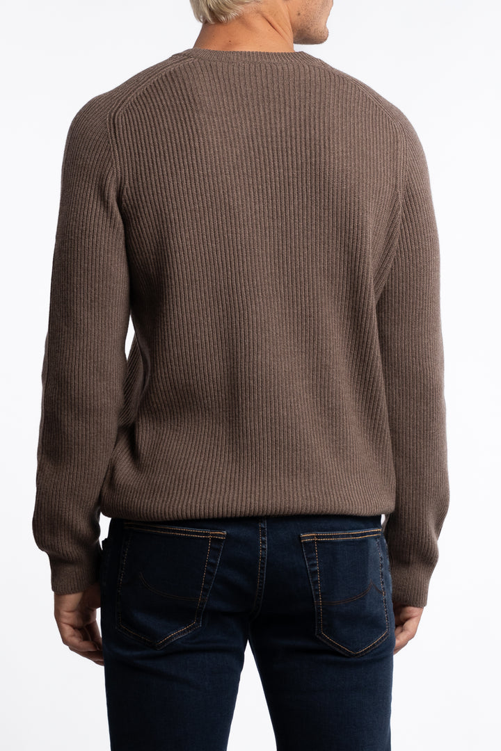 Fisherman´s Rib Virgin Wool Crew Neck Brown