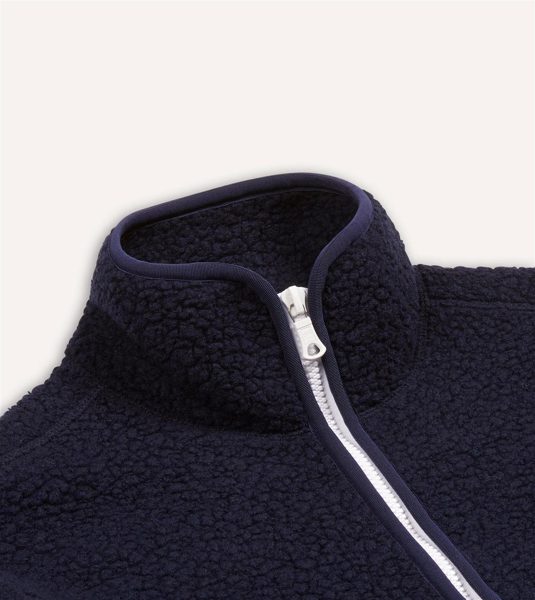 Boucle Wool Zip Fleece Jacket Navy