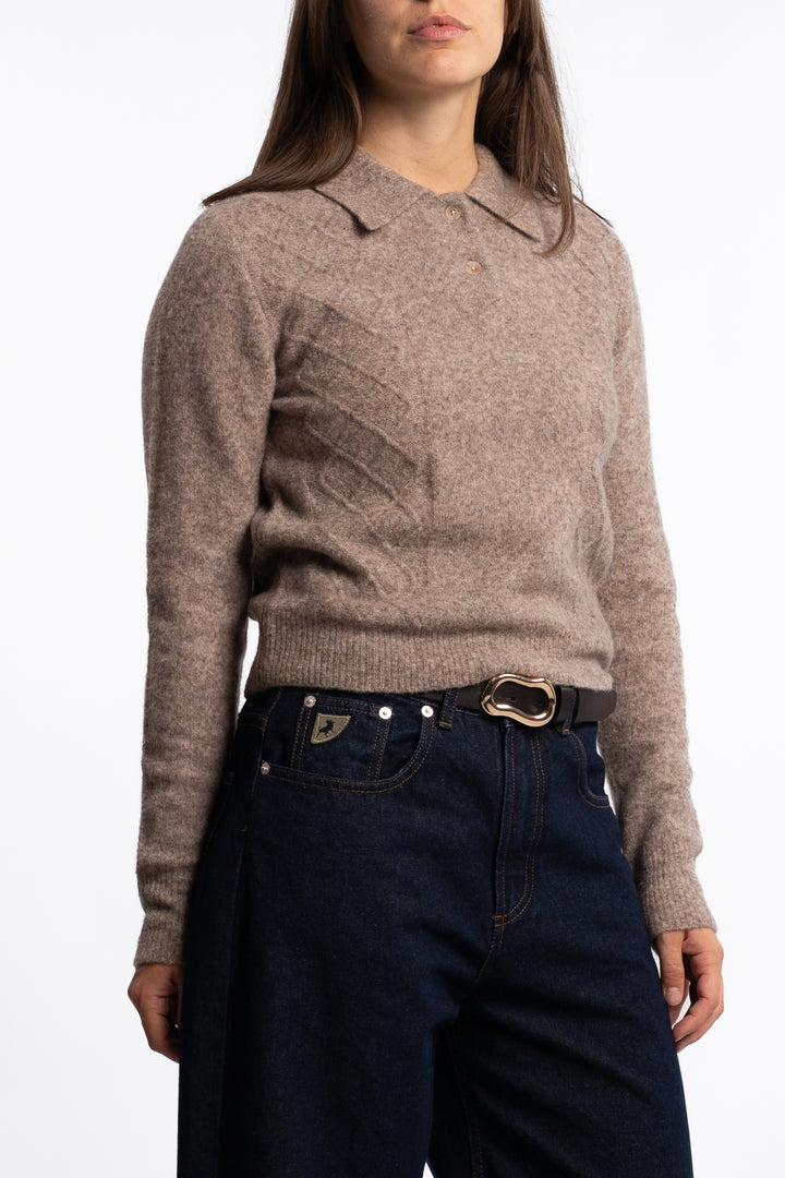 Argyle Polo - Taupe