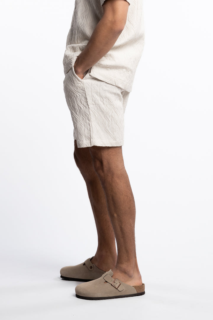 Textured Shorts Pearl White