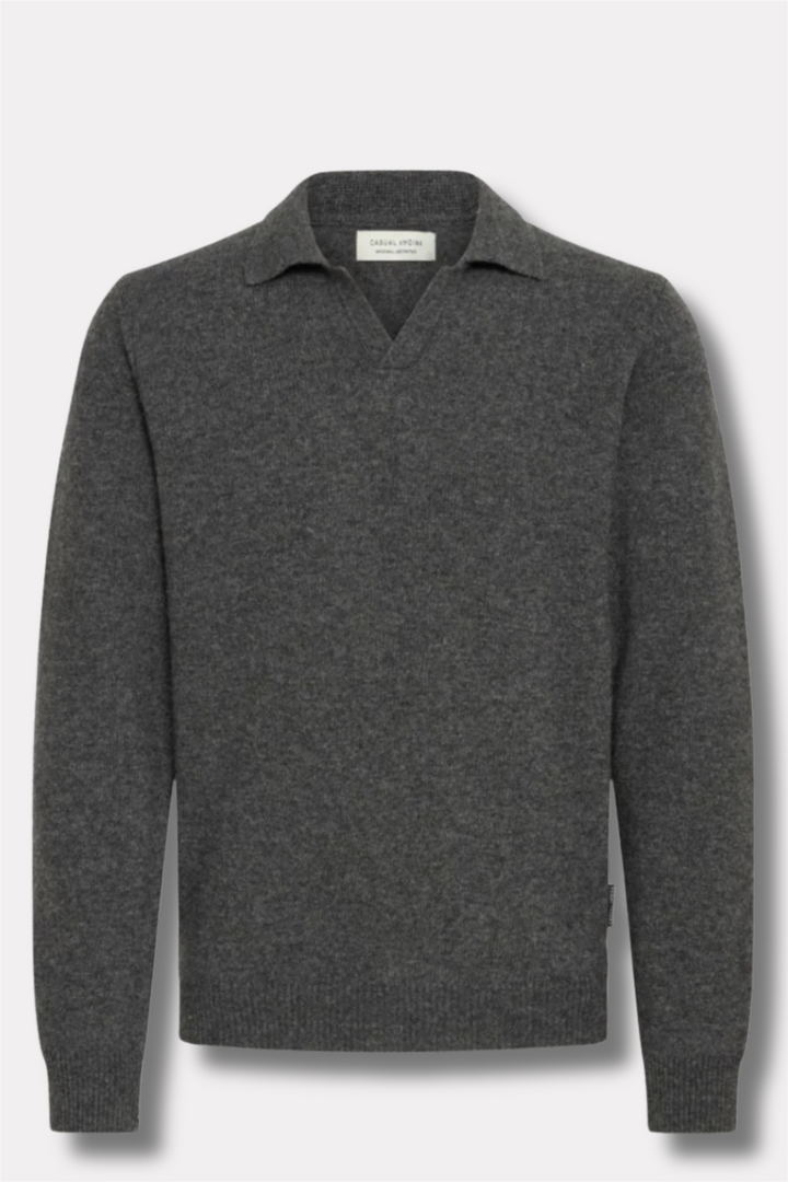 Karl Lambswool Polo Knit Dark Grey