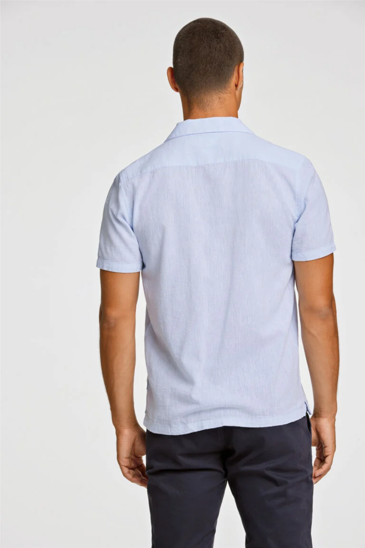 Casual Linen Blend Resort S/S Light Blue