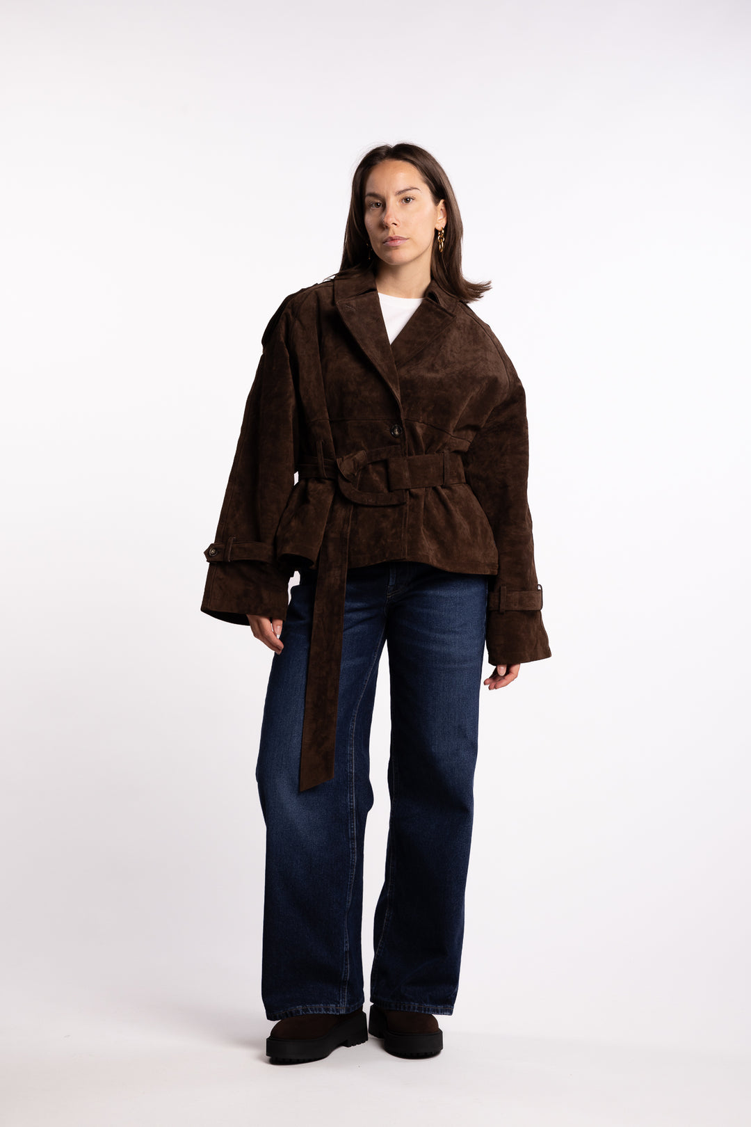 York Cropped Trench- Dark brown