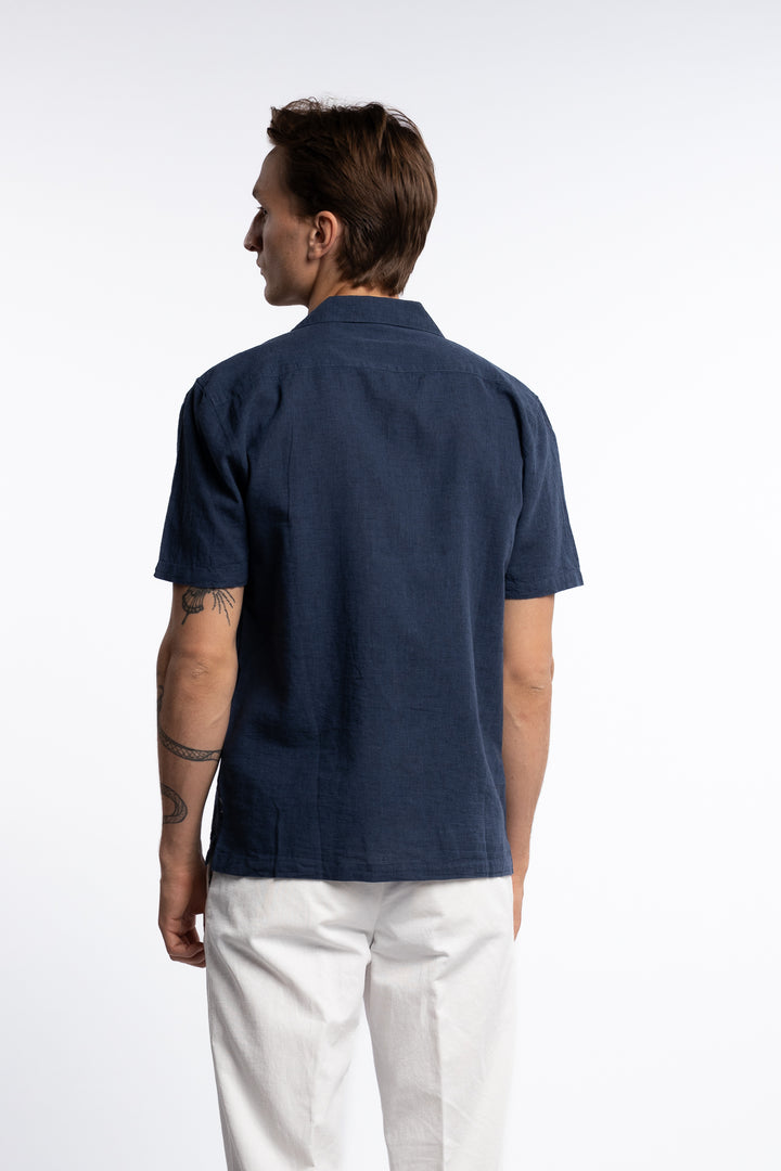 Casual Linen Blend Resort S/S Navy