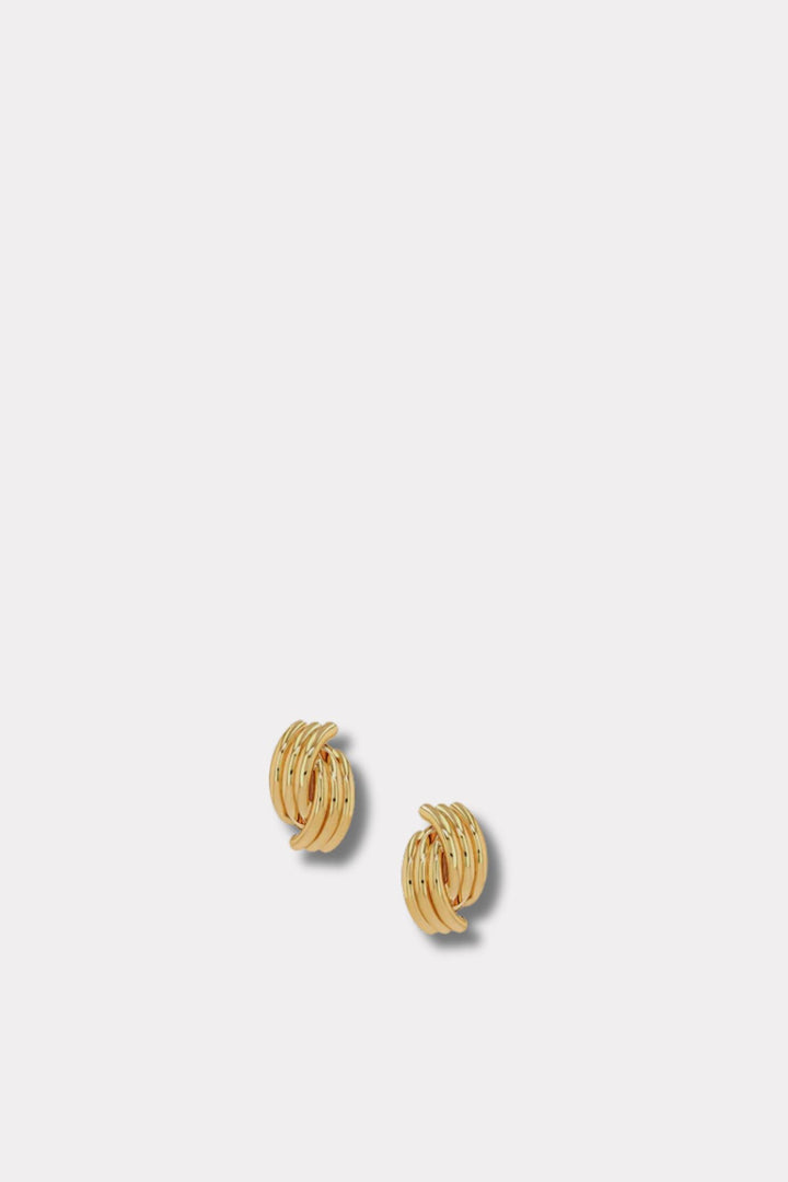 Crossover Ribbed Earrings- Gold