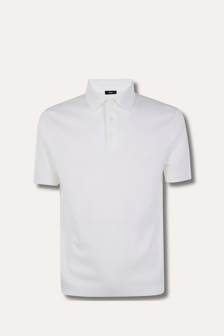 Jersey Knit Effect Polo Shirt White