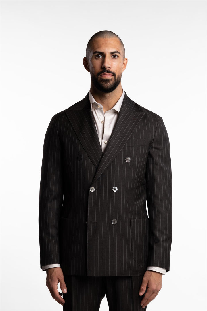 Vicenza DB Wool Blazer Dark Brown Pinstripe