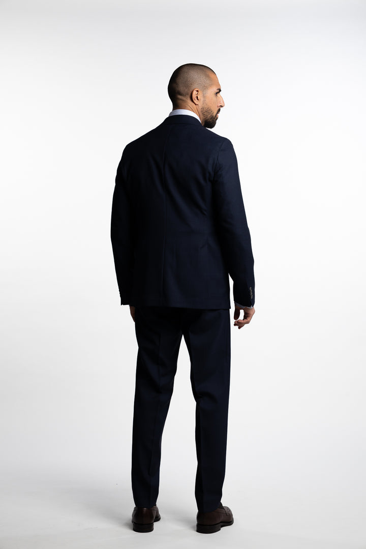 Parma Slim Fit Wool Trouser Navy Check