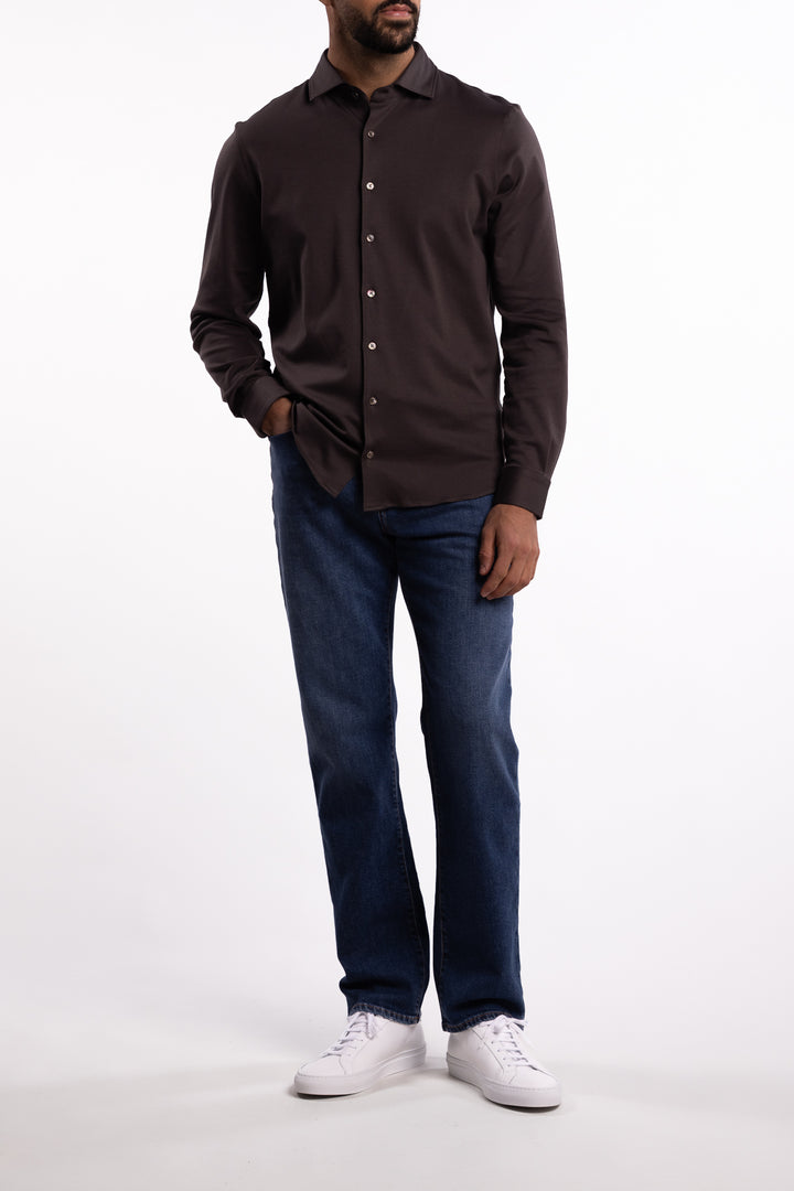 Cotton Stretch Shirt Brown
