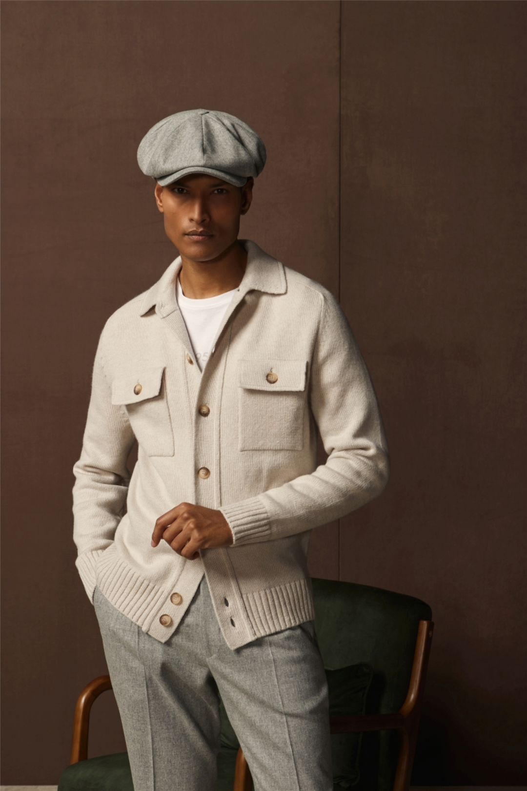 Super Geelong Jacket With Buttons And Shirt Collar Cream