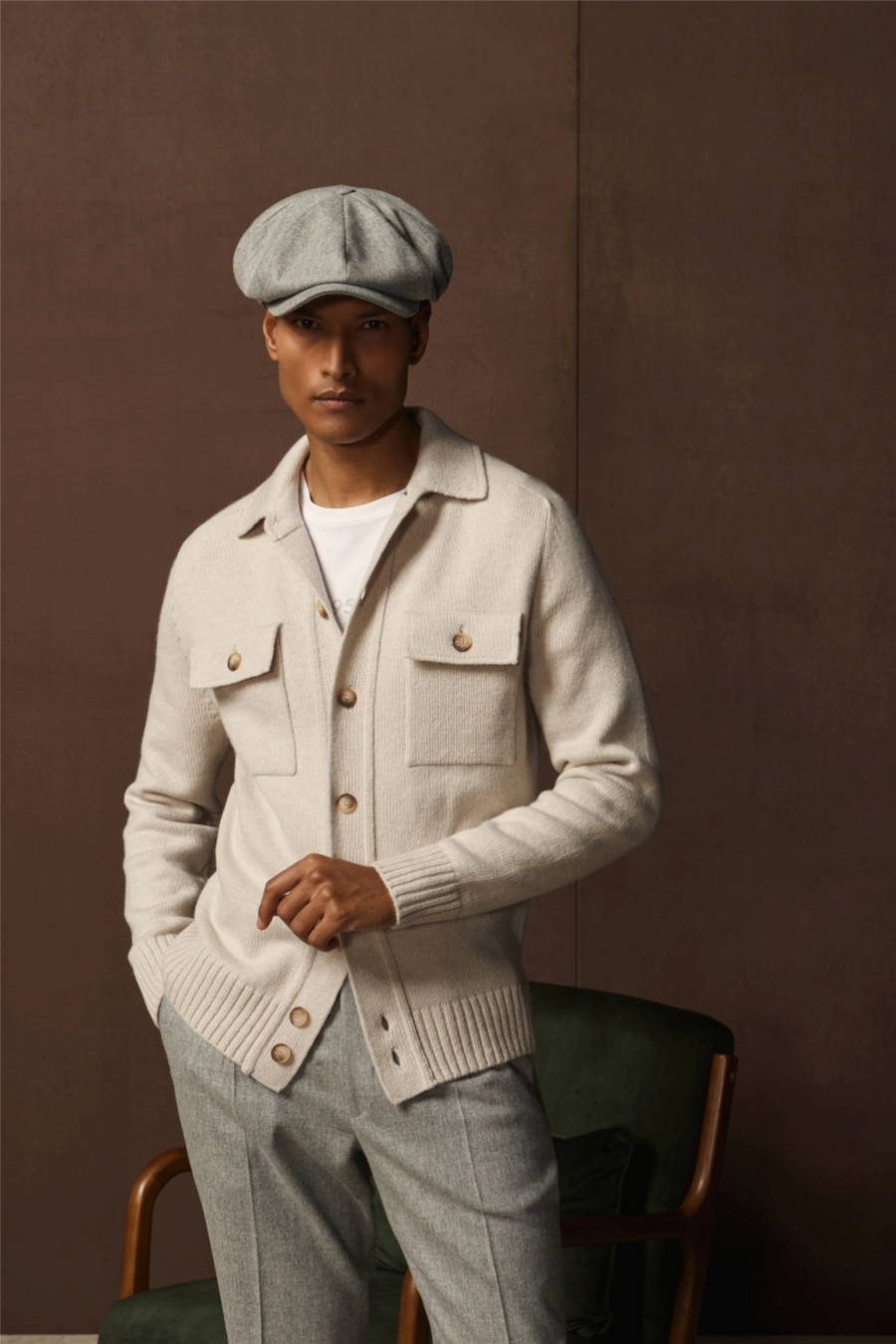 Super Geelong Jacket With Buttons And Shirt Collar Cream