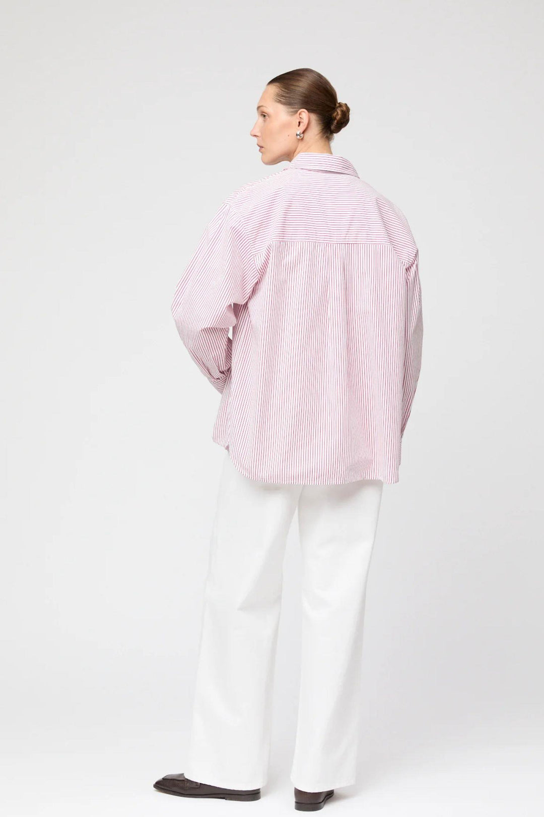 Coastal Shirt- White Red Pinstripe