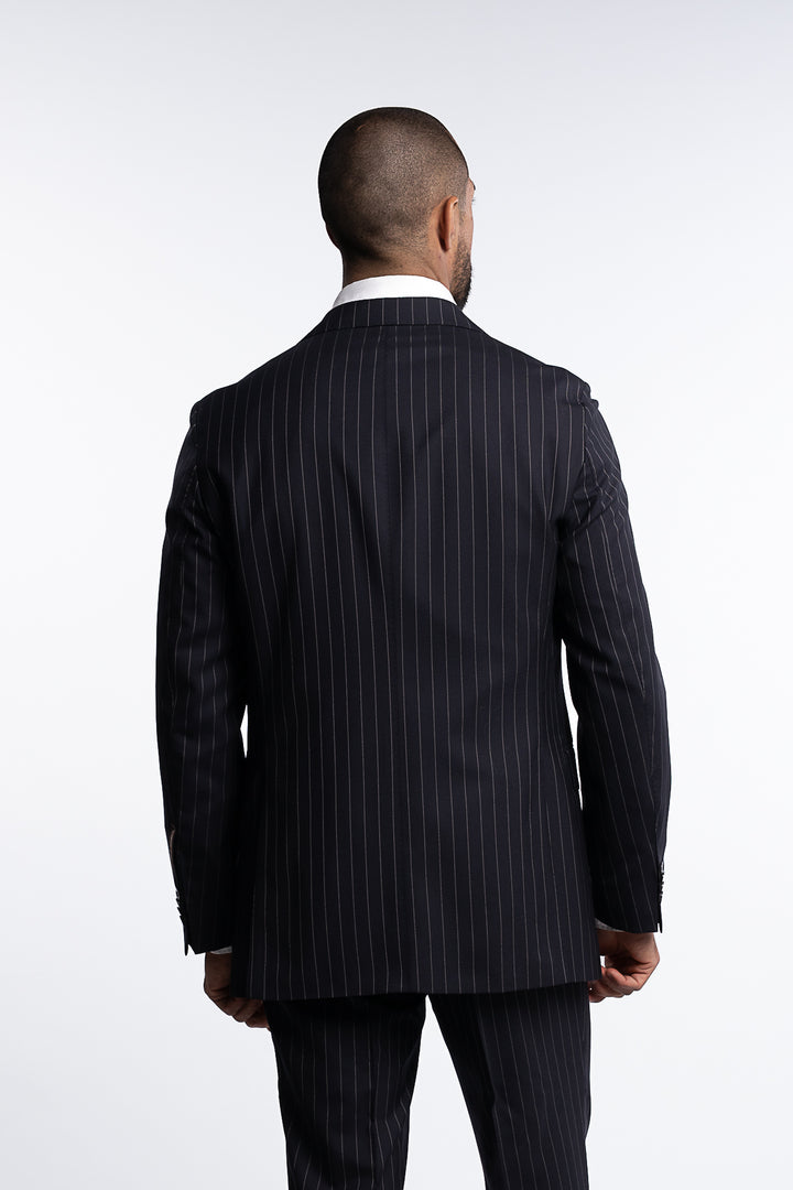 Faldo Regular Fit Wool Pinstripe Blazer Black