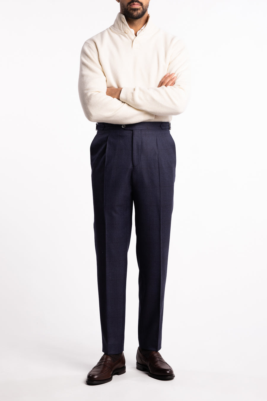 Prato Flanell Pant Navy Check