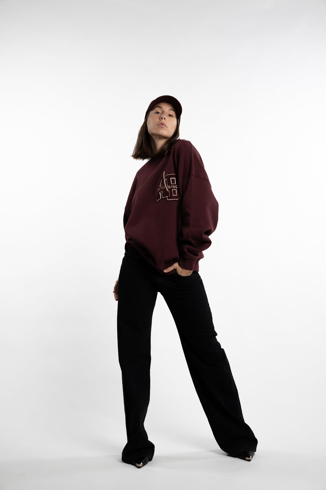 Miles Oversized Sweatshirt Letterman - Dark Burgundy