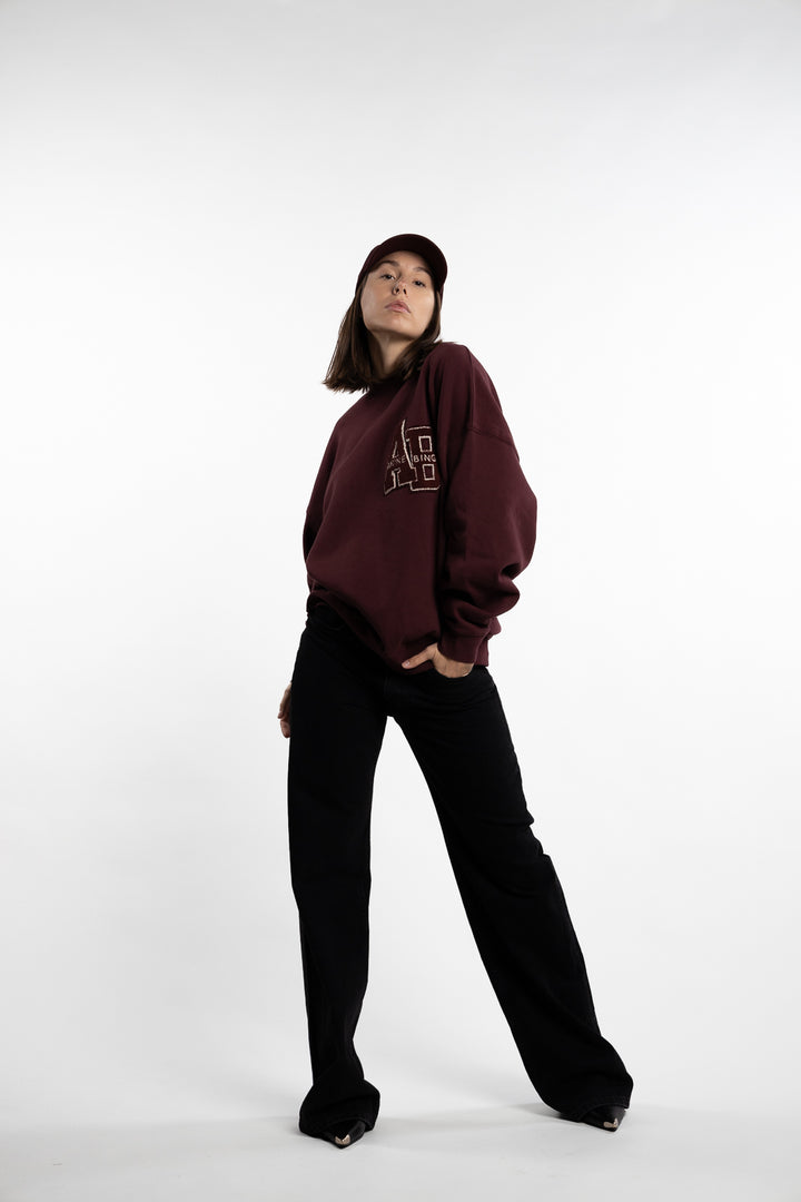 Miles Oversized Sweatshirt Letterman - Dark Burgundy