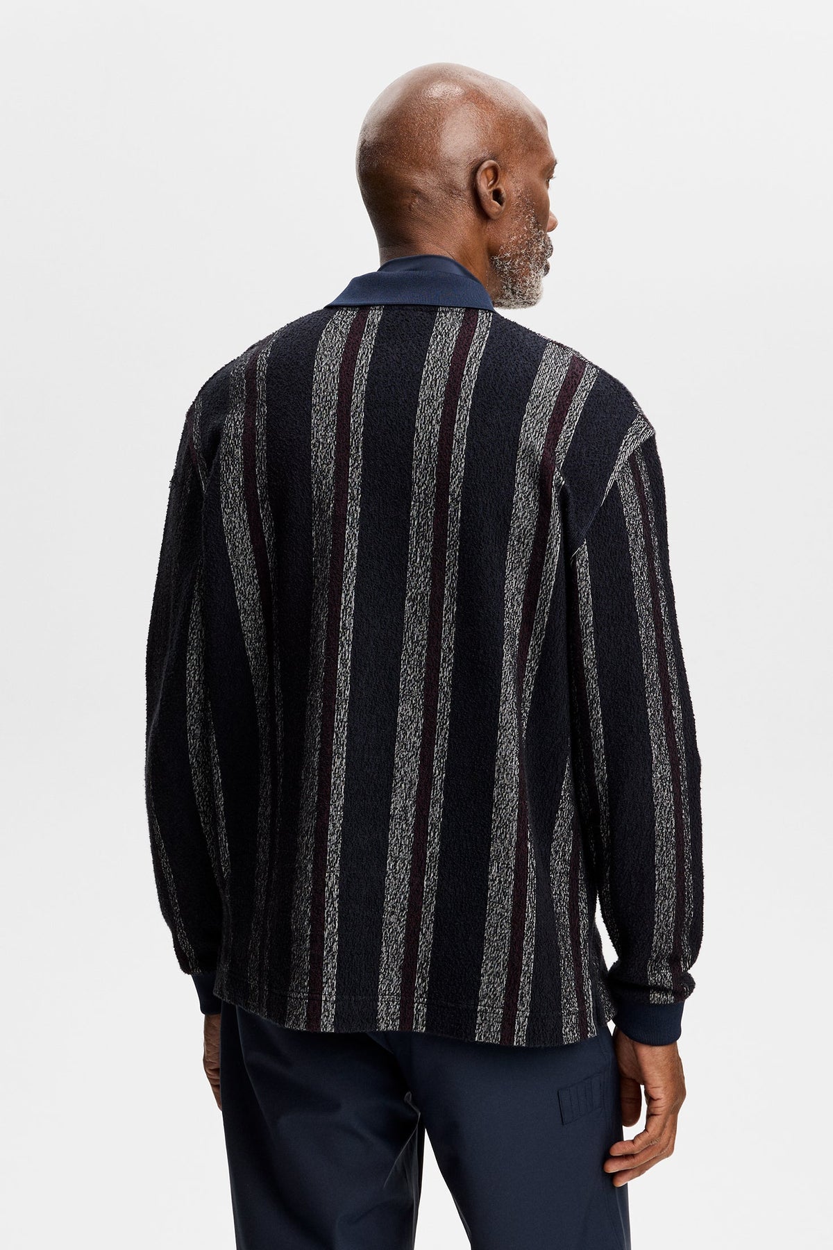 Bergman Jacquard Oversize Polo Garrett Polo Stripe Navy