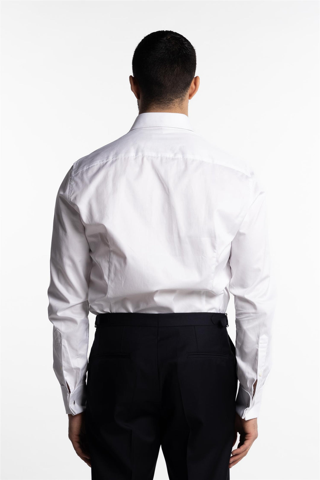 Fitted Body Twill Shirt French Cuffs White