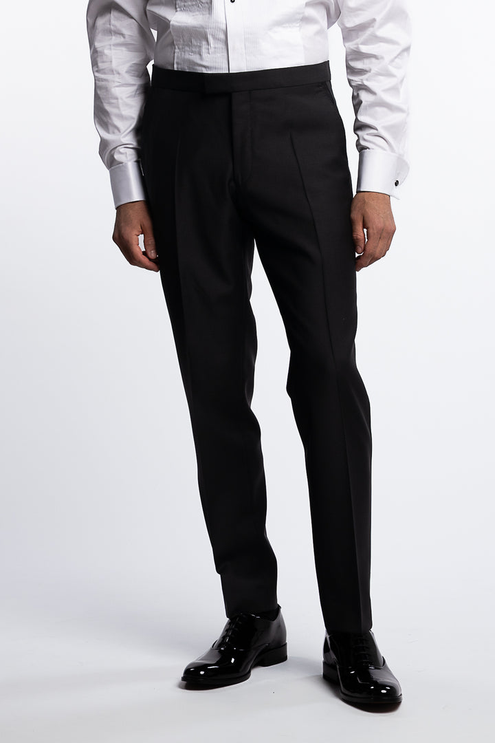 Denz Slim Fit Tuxedo Trousers Black