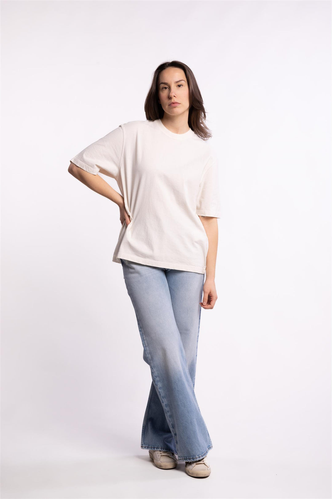 Relaxed Fit T-Shirt Logo Patch- Heritage White