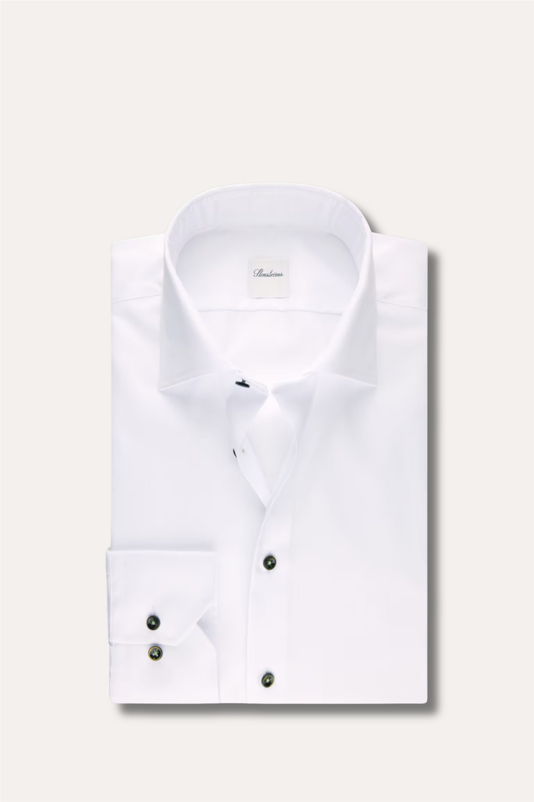 Slimline Twill Shirt Contrast Buttons White