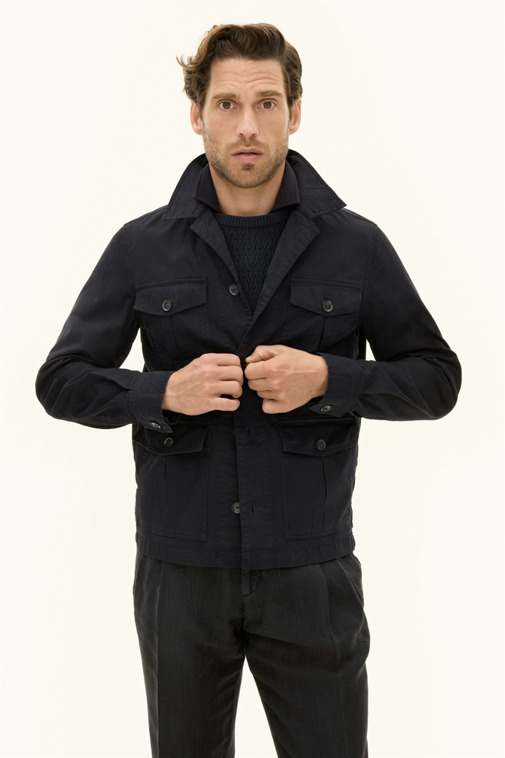 Regular Fit Safari Overshirt Bomullstwill Navy