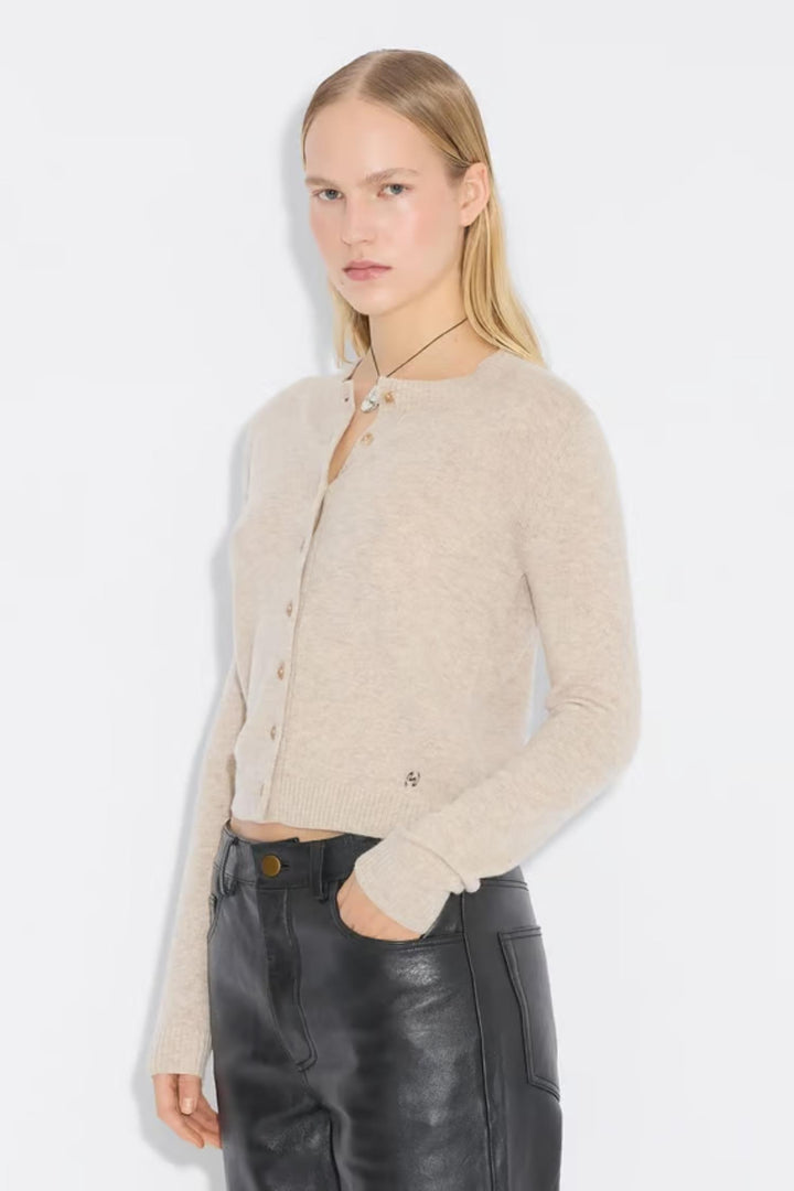 Slim Cashmere Cardigan- Sand