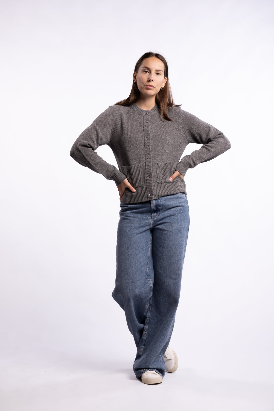 Saelif Short Cardigan 15010 - Dark Grey Mel.