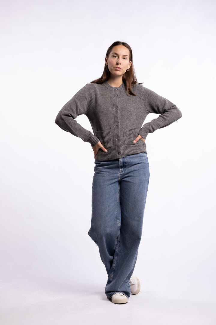 Saelif Short Cardigan 15010 - Dark Grey Mel.