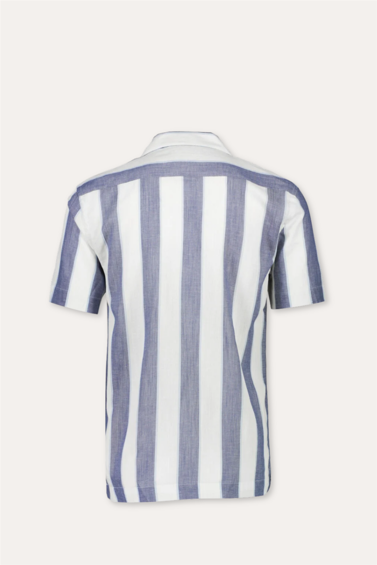 Striped Linen/Cotton Shirt S/S Dk Blue