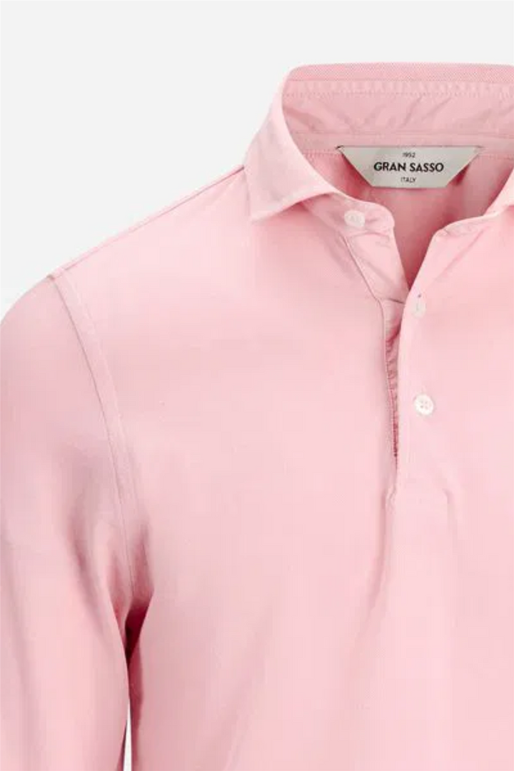 Long-Sleeved Vintage Pique Polo Dusty Pink