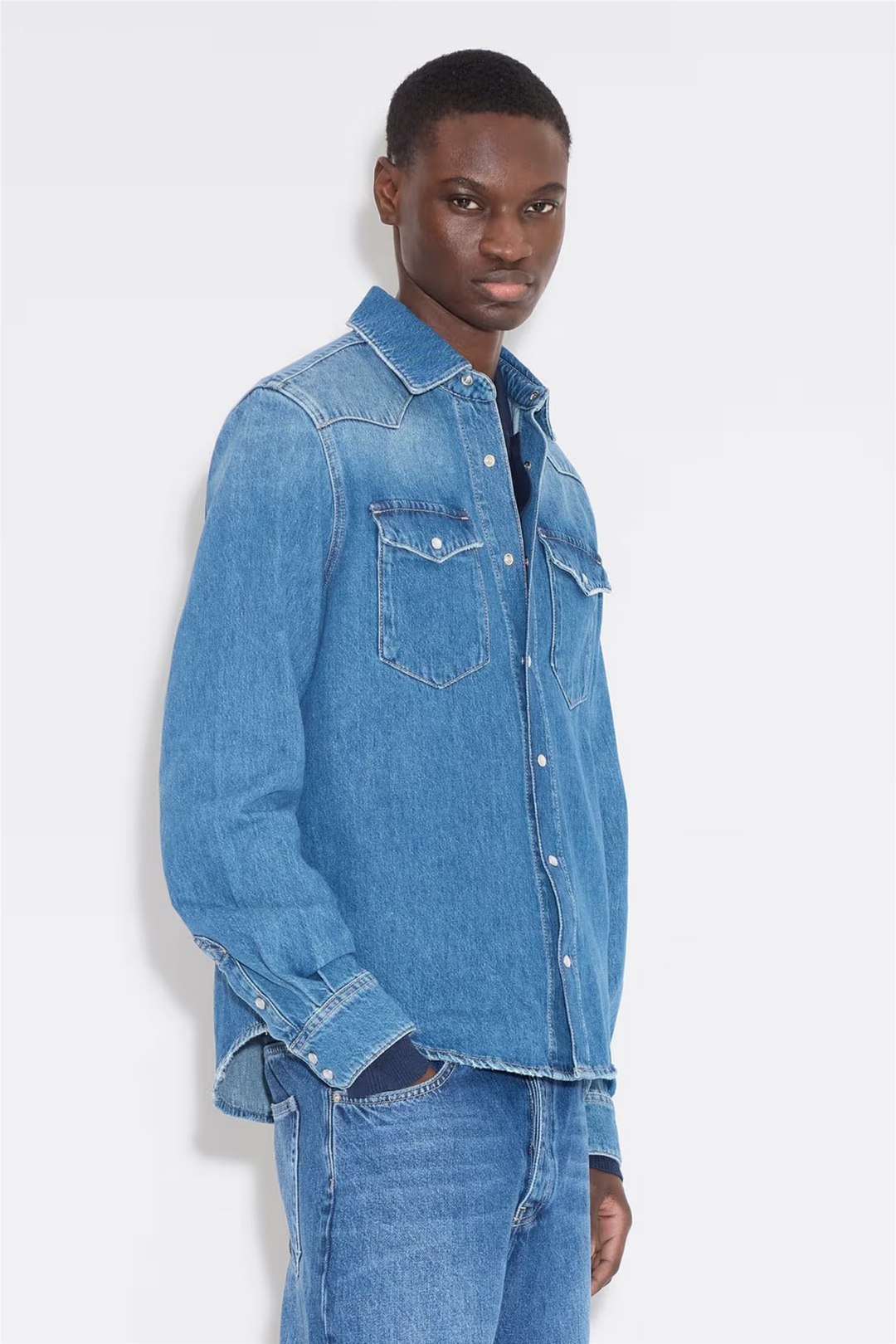 M Slim Denim Shirt Blue